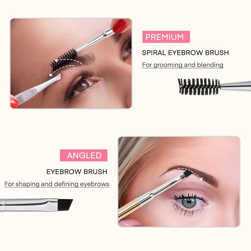 Unaone Eyebrow Brush - 2 PCS Professional Dual-Ended Angled Eye Brow Brush Applicator For Shaping and Filling Brows Lashes Eyeliner - Image 4